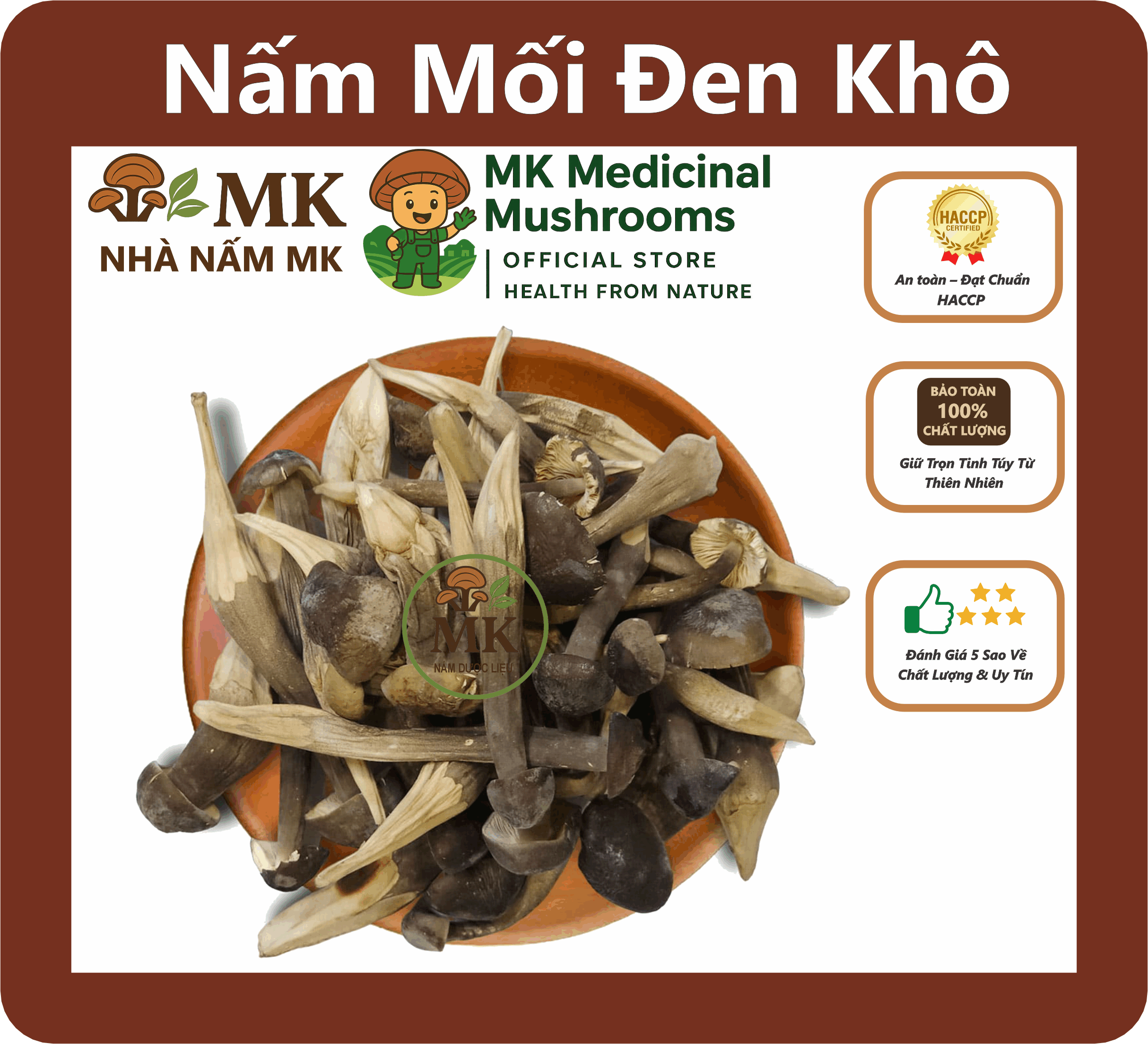 NẤM MỐI ĐEN SẤY THĂNG HOA – NẤM DƯỢC LIỆU MK – TĂNG MIỄN DỊCH, TỐT TIM MẠCH, KIỂM SOÁT ĐƯỜNG HUYẾT