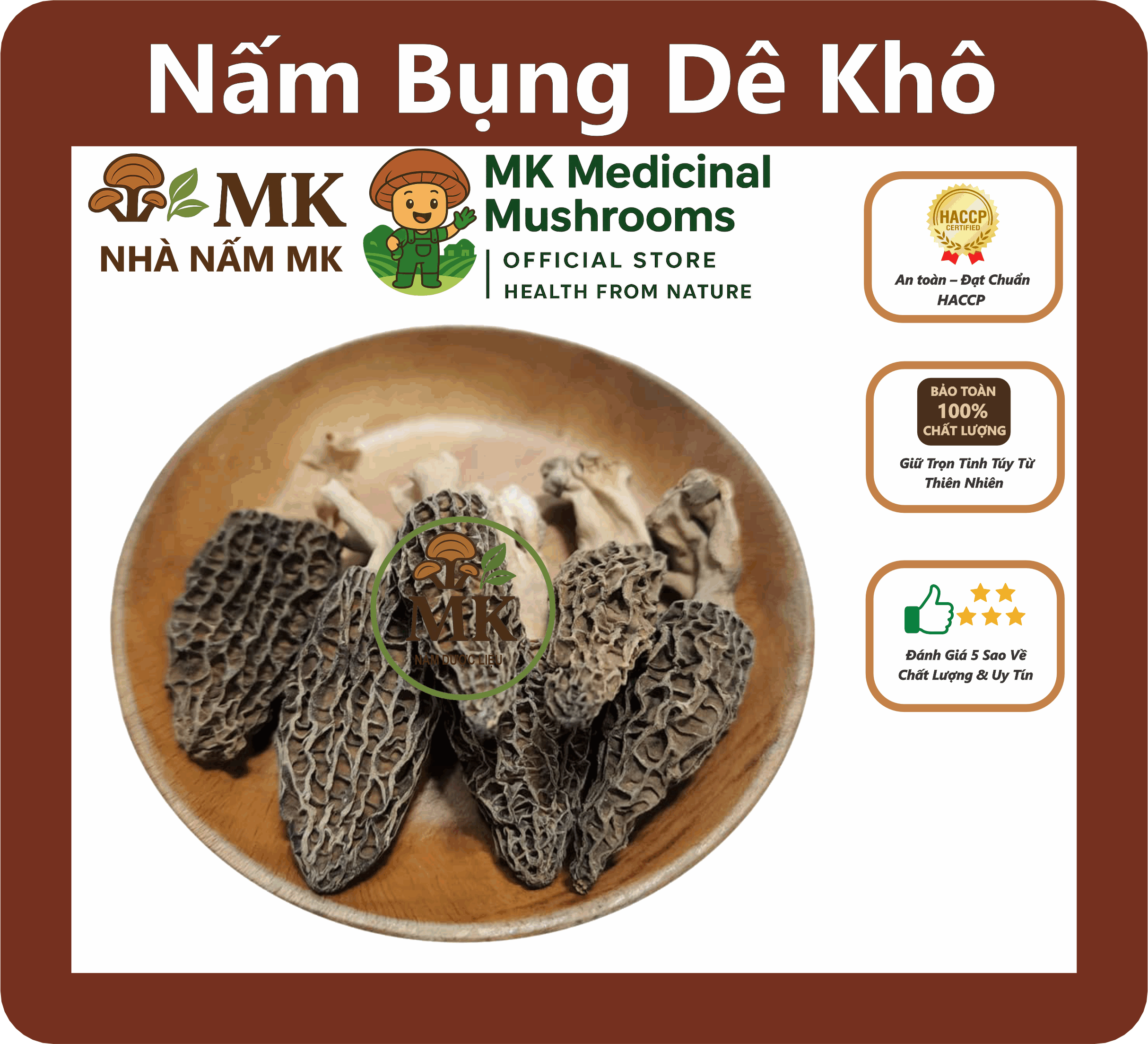 NẤM BỤNG DÊ KHÔ – NẤM MOREL KHÔ – NẤM DƯỢC LIỆU MK